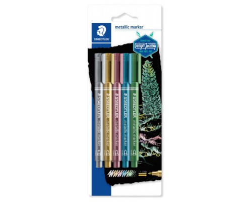 BLÍSTER CON 5 MARCADORES METÁLICOS EN COLORES ORO, PLATA, ROJO, AZUL Y VERDE STAEDTLER 8323-S BK5 (Espera 4 dias)